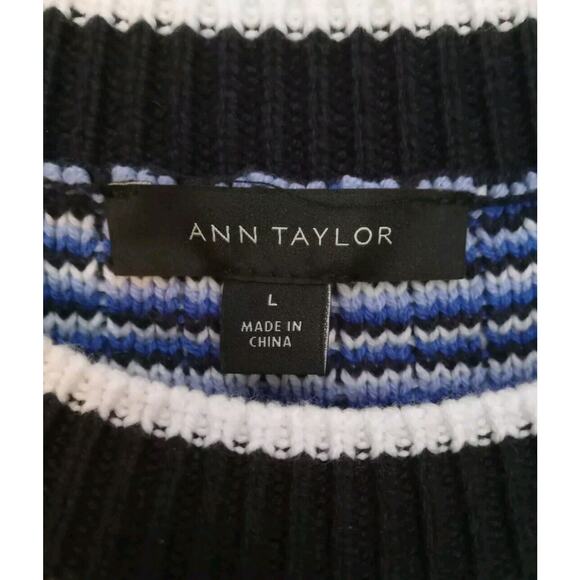 NWT Womens Blue White Plaid Thick Tweed Sweater Ann Taylor Preppy Twee Academia - Picture 3 of 5